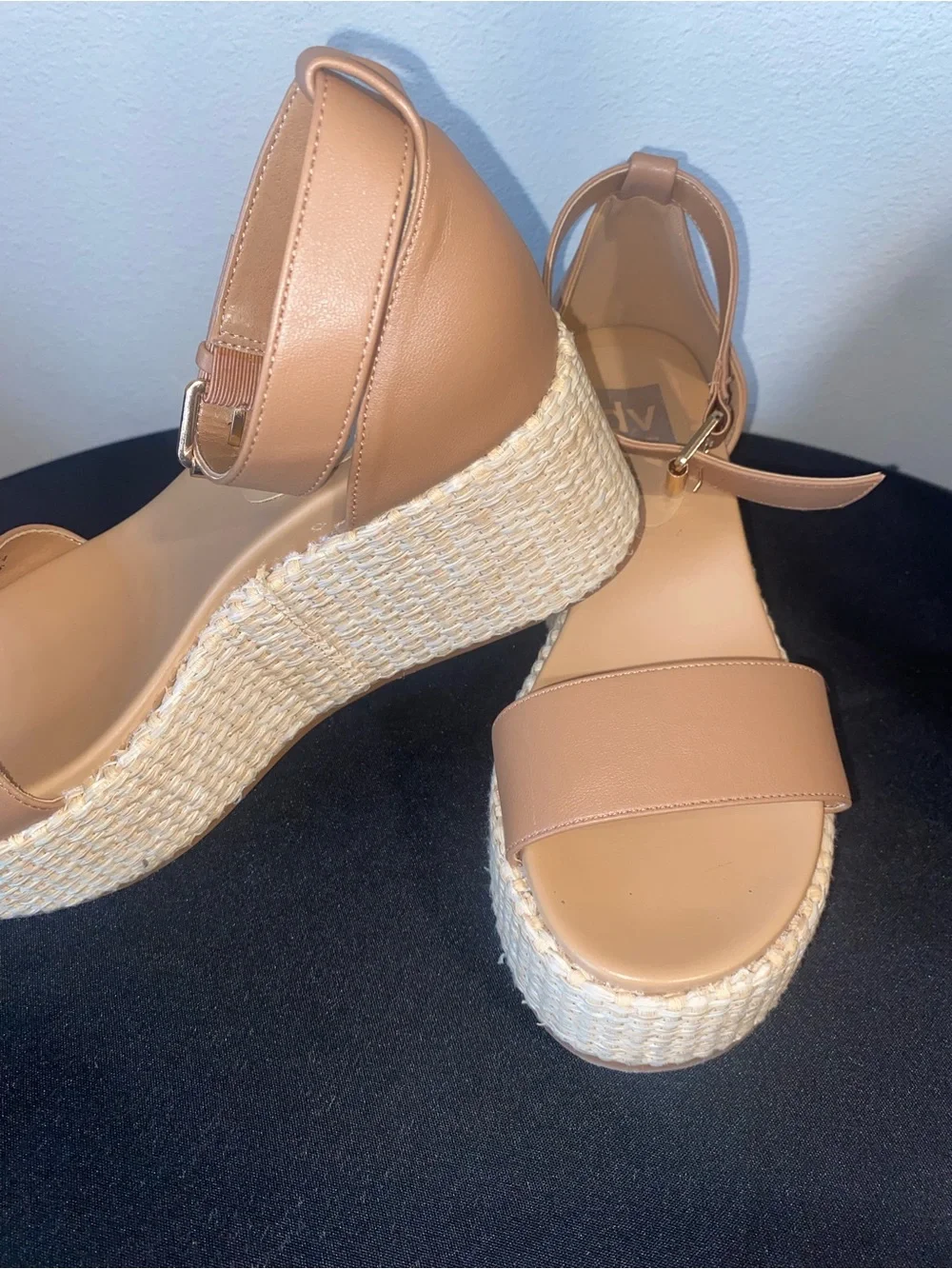 DV Tan Woven Platform Espadrille Sandals with Ankle Straps
